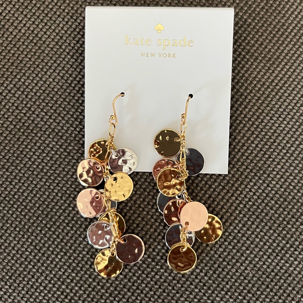 Kate Spade Stamped Metal Multicolor Dangle Earrings